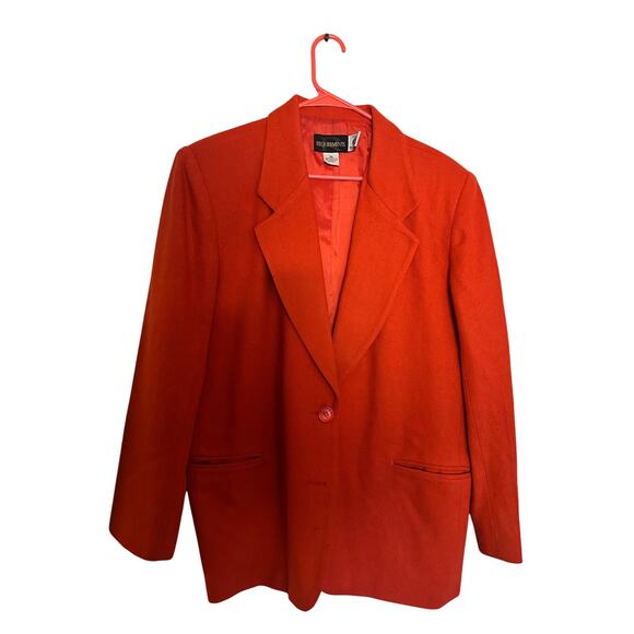 Requirements Jackets & Blazers - Vintage REQUIREMENTS Orange Red Front Button 100% Pure New Wool Blazer Jacket 16